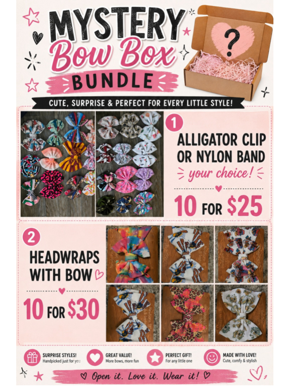 Girls Unbranded Hair Bows Bundle One Size Multicolor Pink